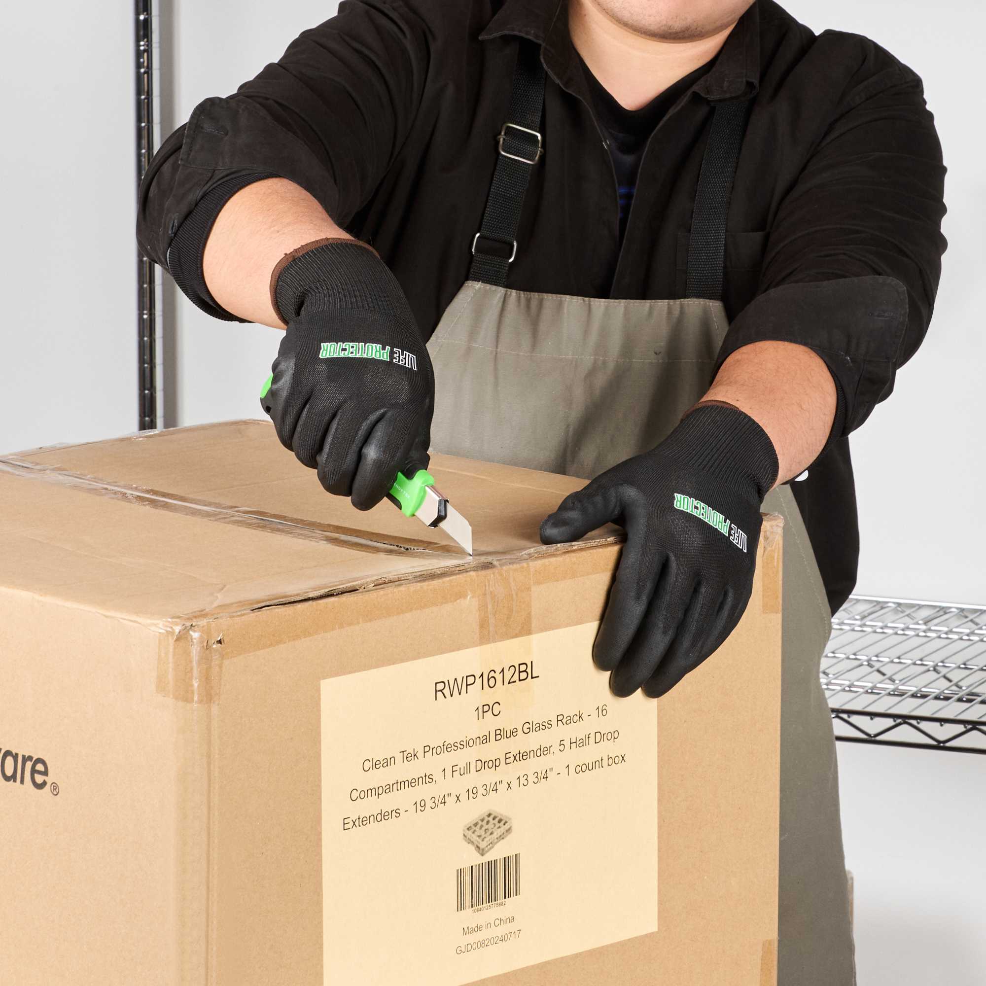 Life Protector Black HPPE Nylon / Spandex Large Work Gloves - with Ultra-Thin Foam Nitrile Palm Coating, Cut-Resistant - Pair - 1 count box