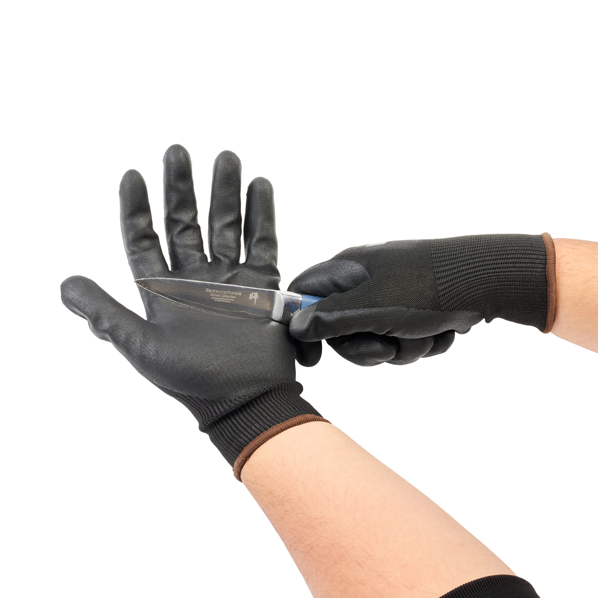 Life Protector Black HPPE Nylon / Spandex Large Work Gloves - with Ultra-Thin Foam Nitrile Palm Coating, Cut-Resistant - Pair - 10 count box