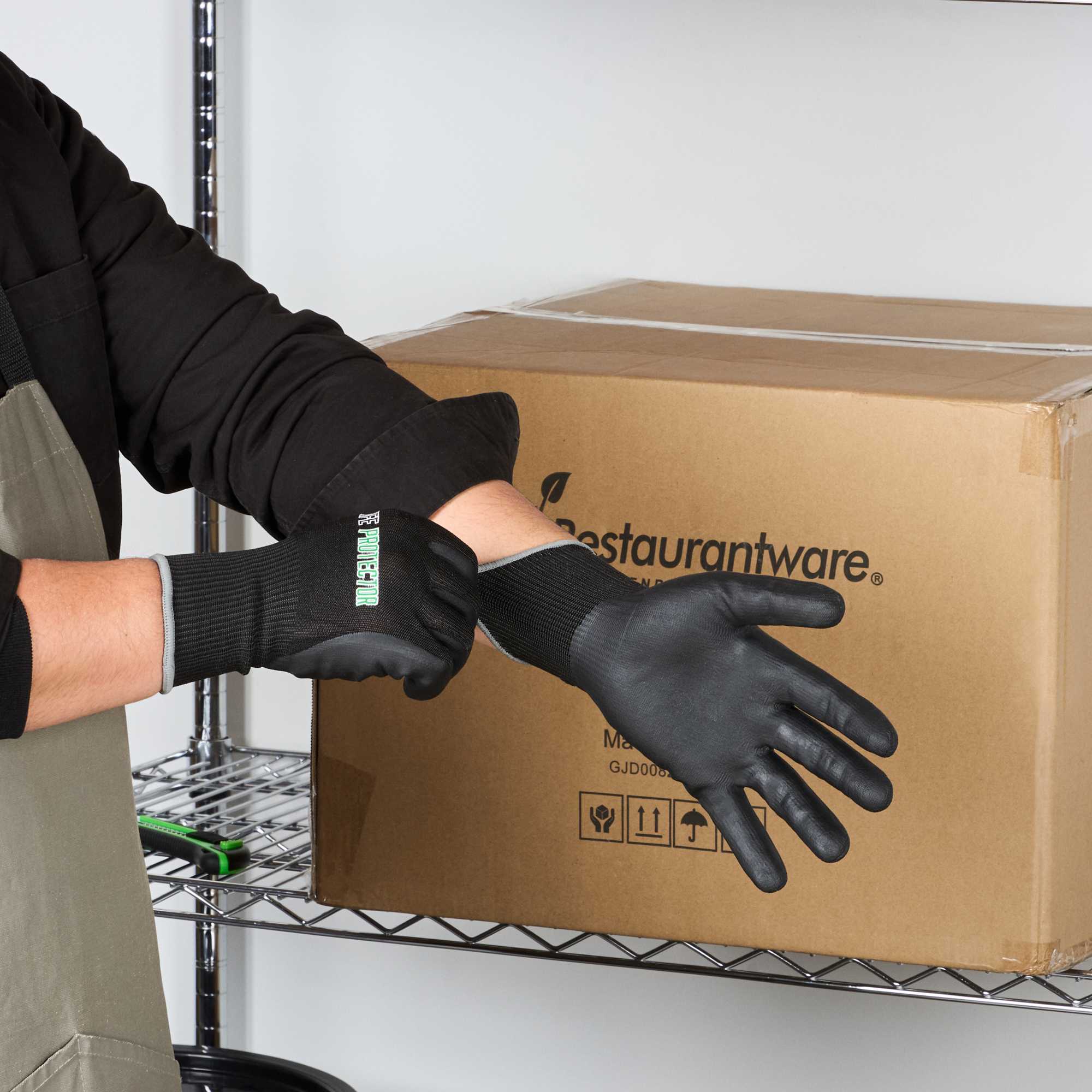 Life Protector Black HPPE Nylon / Spandex Extra Large Work Gloves - Ultra-Thin Foam Nitrile Palm Coating, Cut-Resistant - Pair - 1 count box