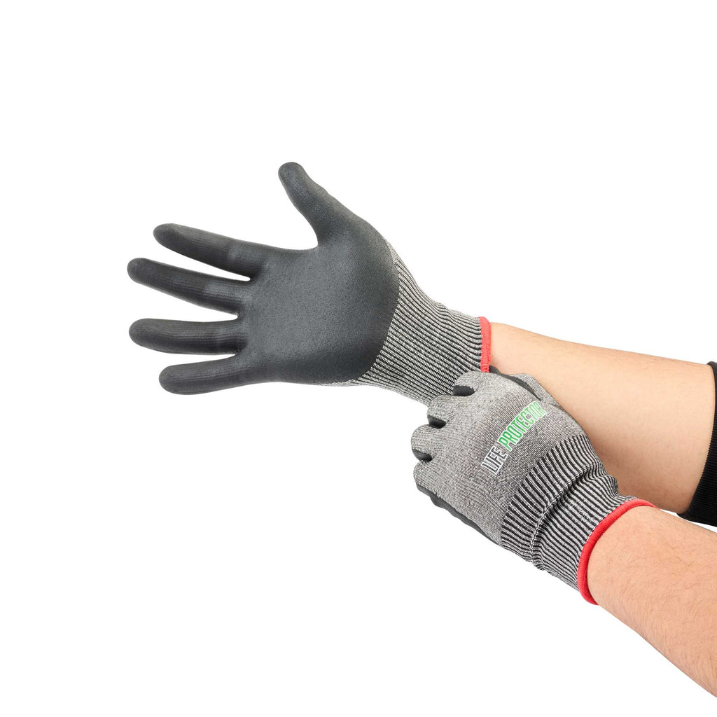 Life Protector Gray HPPE Polyester / Spandex Small Work Gloves - Ultra-Thin Foam Nitrile Palm Coating, Cut-Resistant - Pair - 1 count box