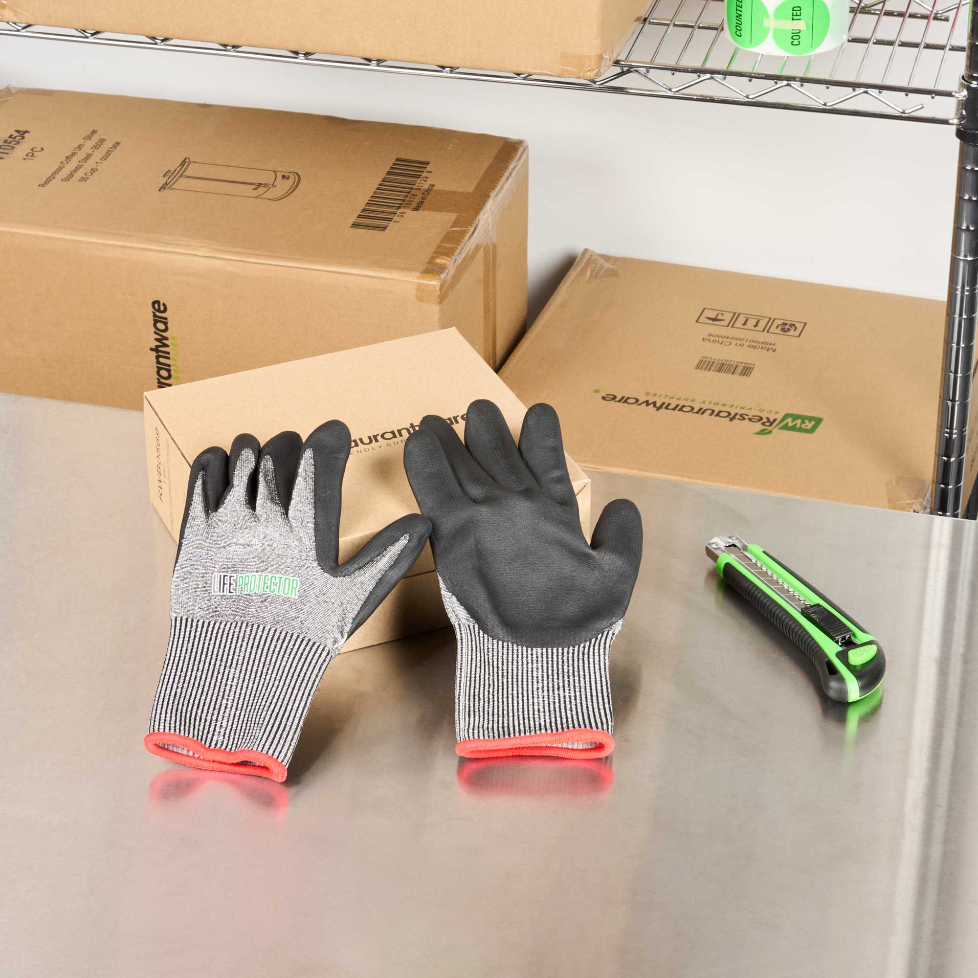 Life Protector Gray HPPE Polyester / Spandex Small Work Gloves - Ultra-Thin Foam Nitrile Palm Coating, Cut-Resistant - Pair - 1 count box