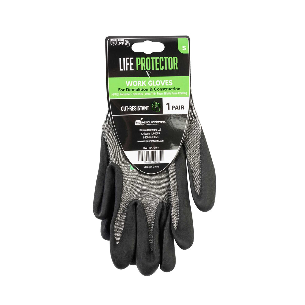 Life Protector Gray HPPE Polyester / Spandex Small Work Gloves - Ultra-Thin Foam Nitrile Palm Coating, Cut-Resistant - Pair - 1 count box