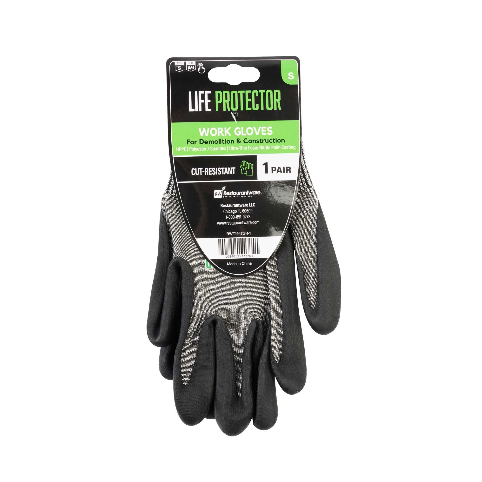 Life Protector Gray HPPE Polyester / Spandex Small Work Gloves - Ultra-Thin Foam Nitrile Palm Coating, Cut-Resistant - Pair - 1 count box