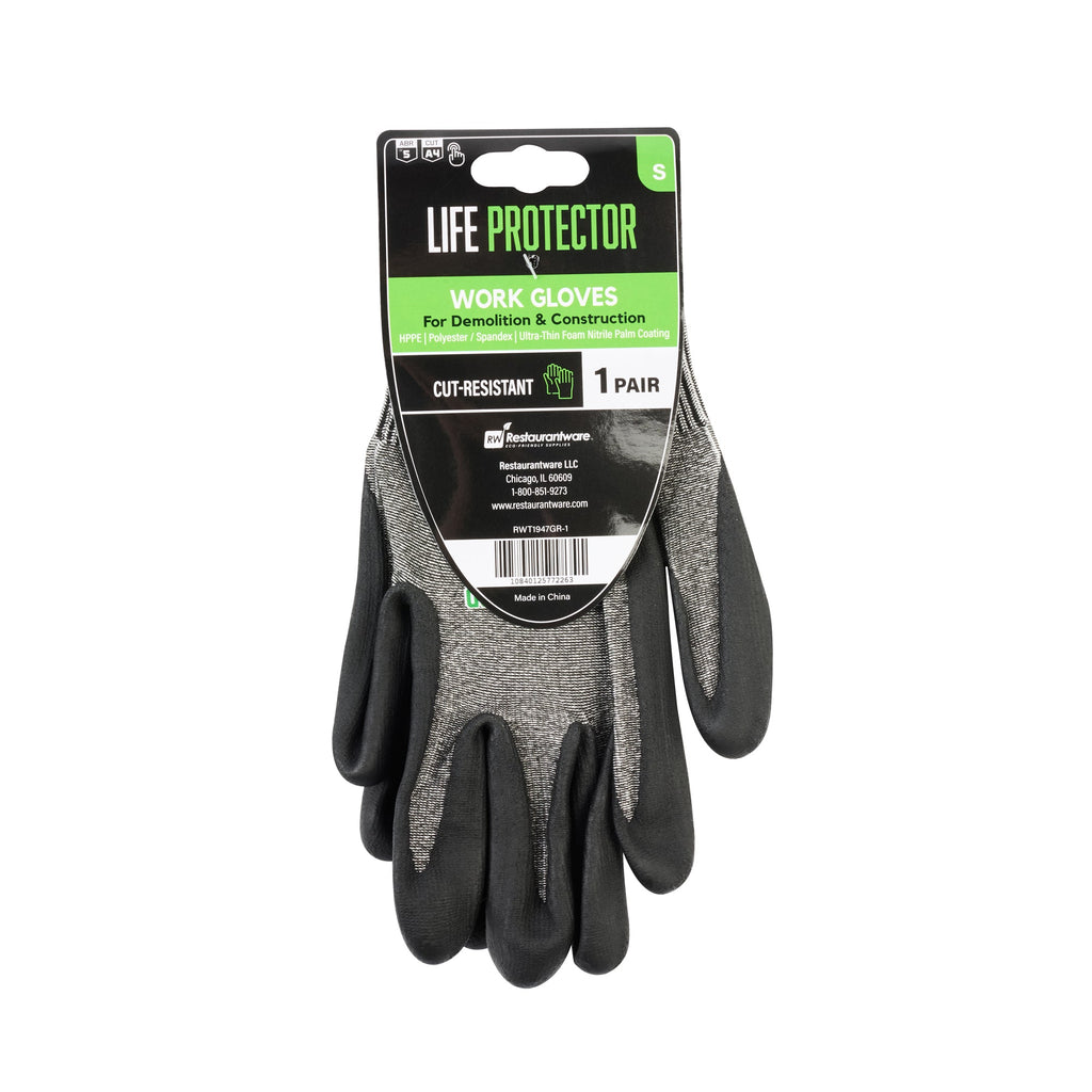 Life Protector Gray HPPE Polyester / Spandex Small Work Gloves - Ultra-Thin Foam Nitrile Palm Coating, Cut-Resistant - Pair - 10 count box