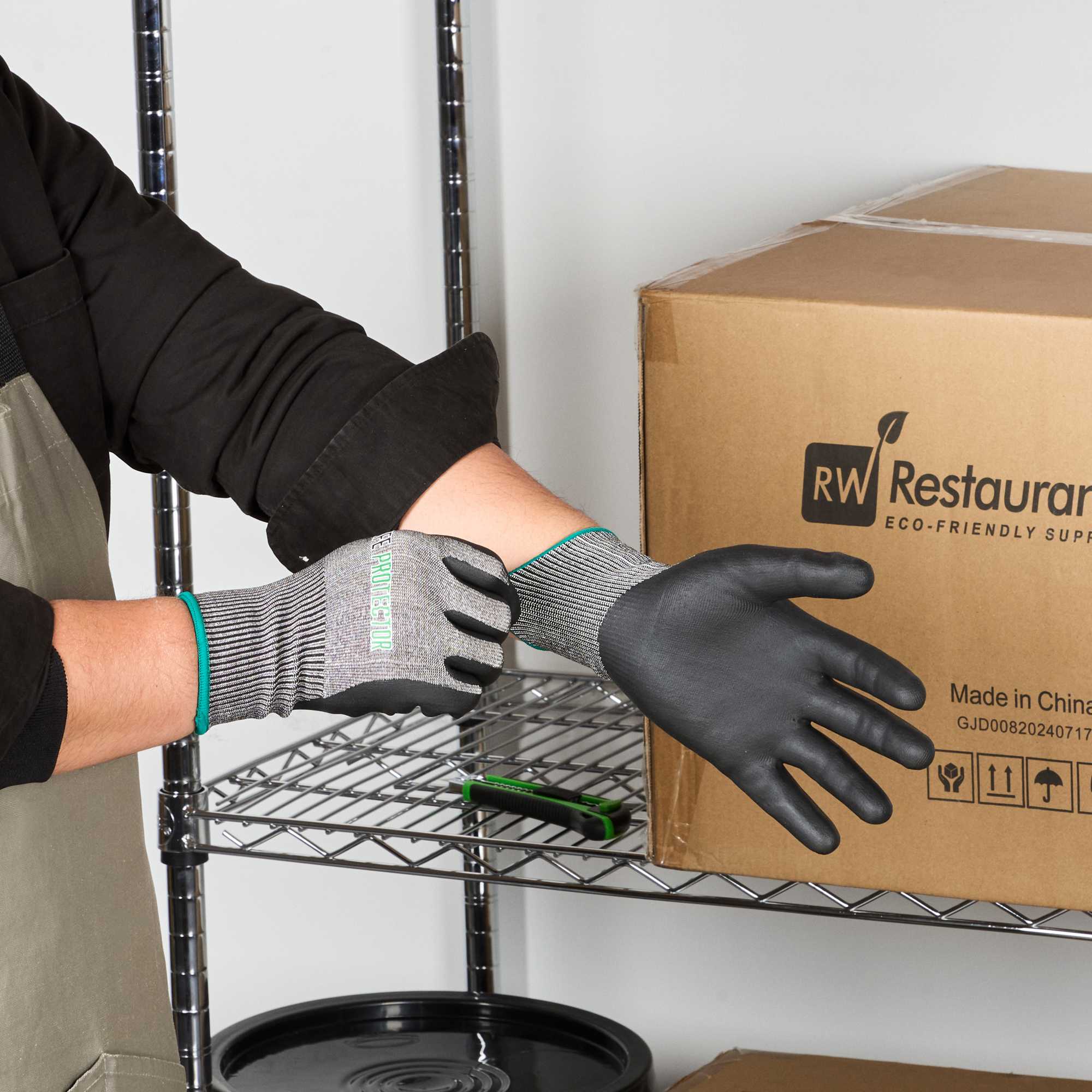 Life Protector Gray HPPE Polyester / Spandex Medium Work Gloves - Ultra-Thin Foam Nitrile Palm Coating, Cut-Resistant - Pair - 1 count box