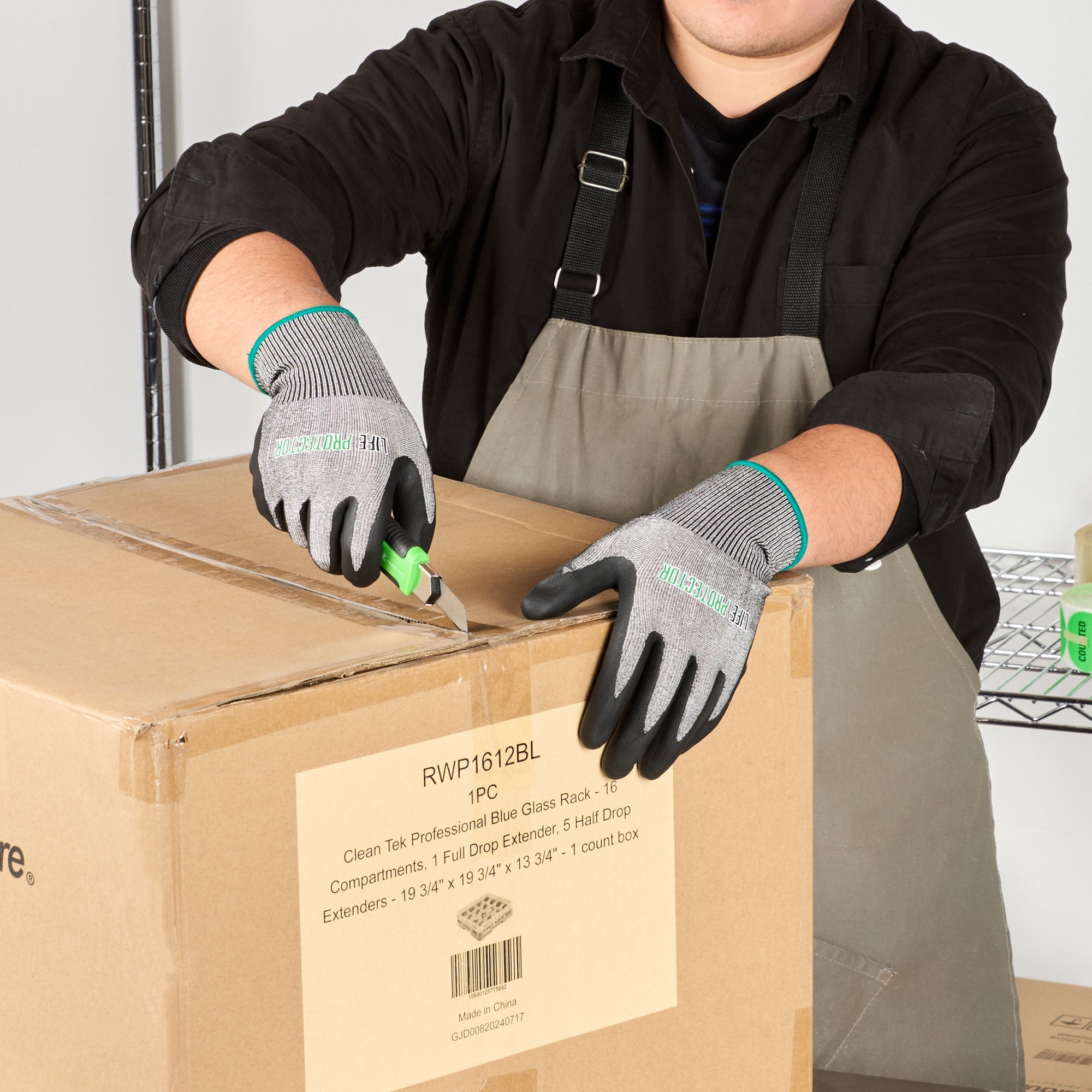 Life Protector Gray HPPE Polyester / Spandex Medium Work Gloves - Ultra-Thin Foam Nitrile Palm Coating, Cut-Resistant - Pair - 10 count box