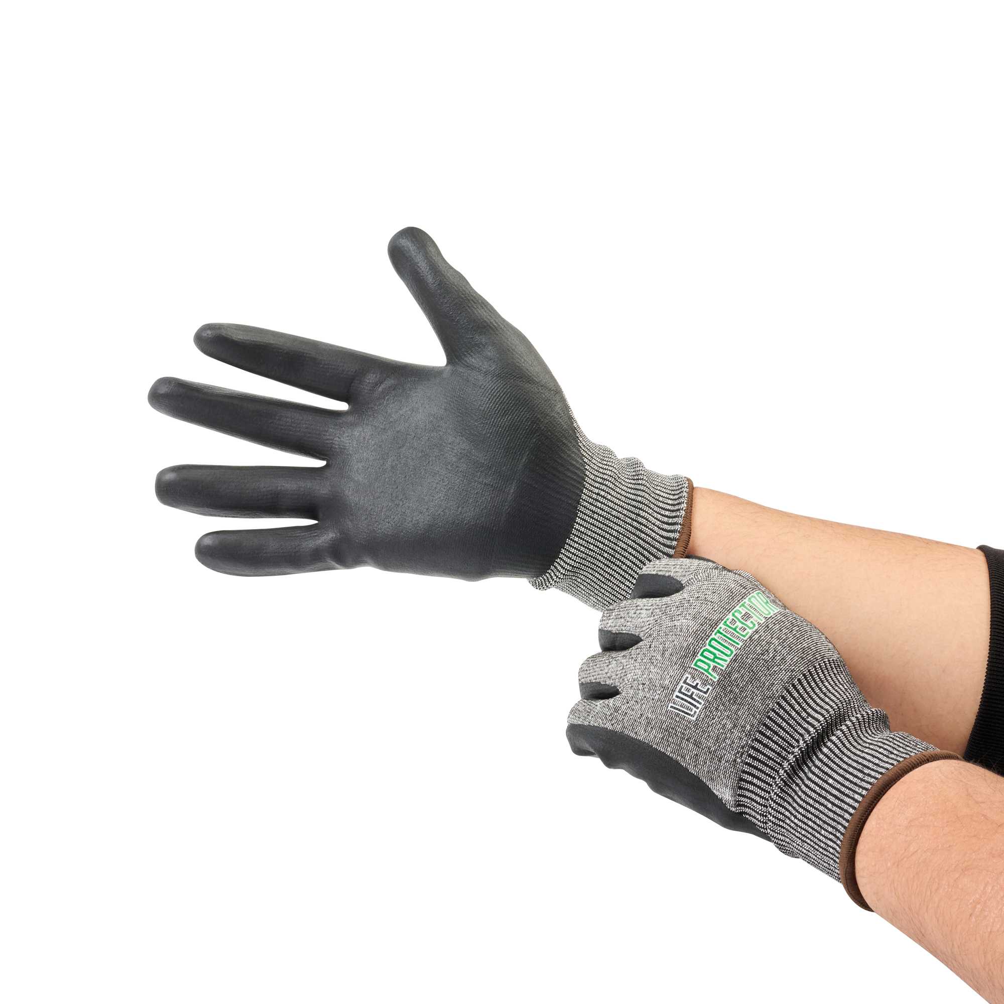 Life Protector Gray HPPE Polyester / Spandex Large Work Gloves - Ultra-Thin Foam Nitrile Palm Coating, Cut-Resistant - Pair - 1 count box