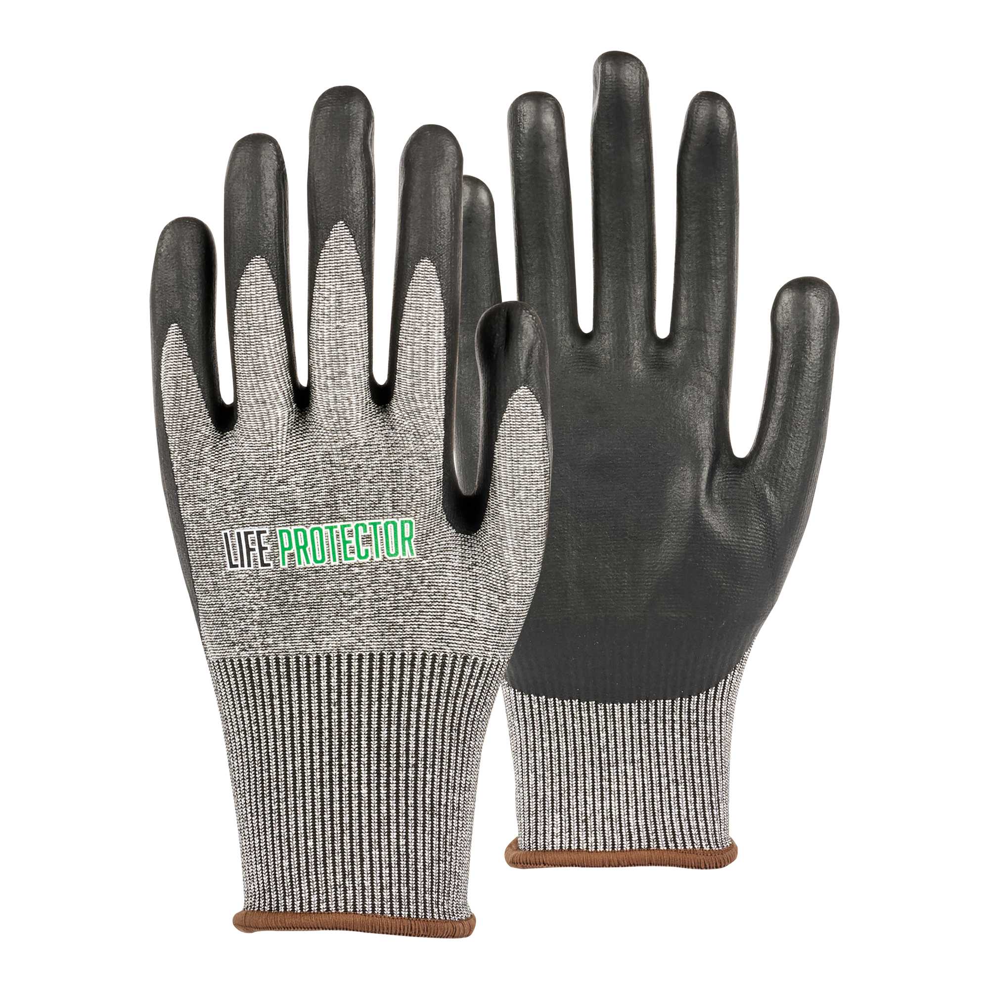 Life Protector Gray HPPE Polyester / Spandex Large Work Gloves - Ultra-Thin Foam Nitrile Palm Coating, Cut-Resistant - Pair - 1 count box
