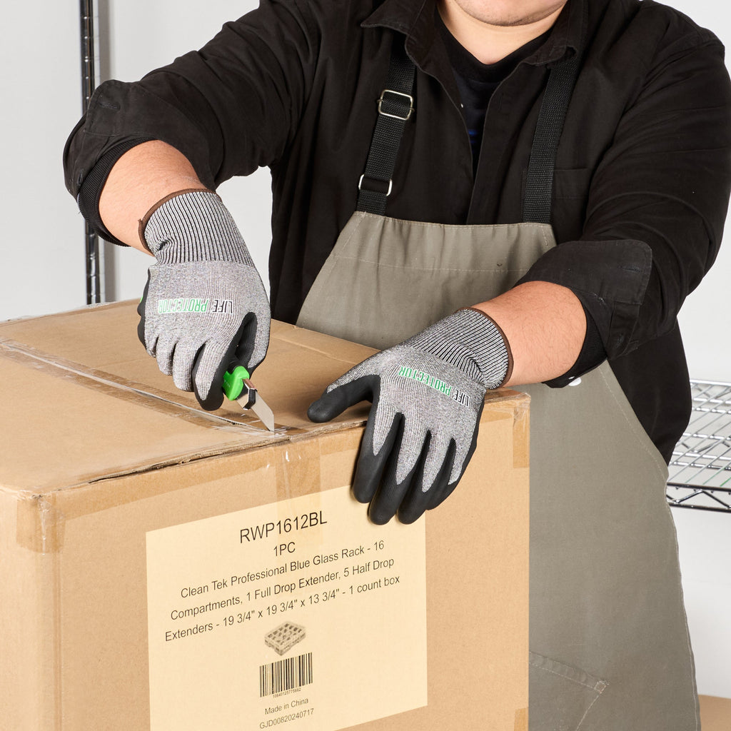 Life Protector Gray HPPE Polyester / Spandex Large Work Gloves - Ultra-Thin Foam Nitrile Palm Coating, Cut-Resistant - Pair - 10 count box