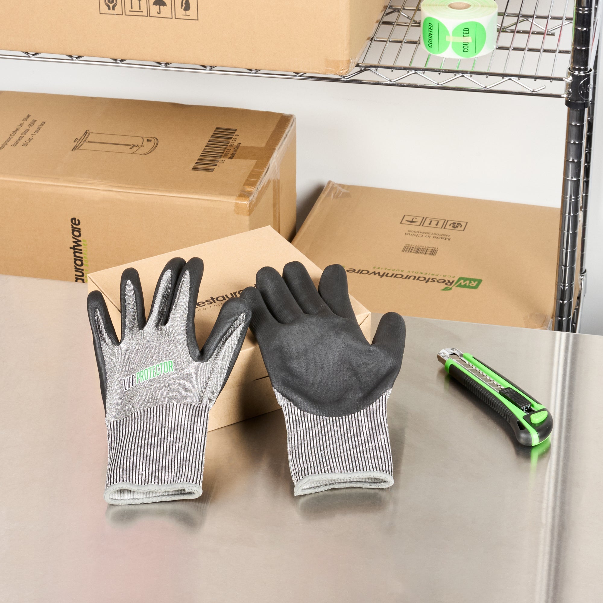 Life Protector Gray HPPE Polyester / Spandex Extra Large Work Gloves - with Foam Nitrile Palm Coating, Cut-Resistant - Pair - 1 count box