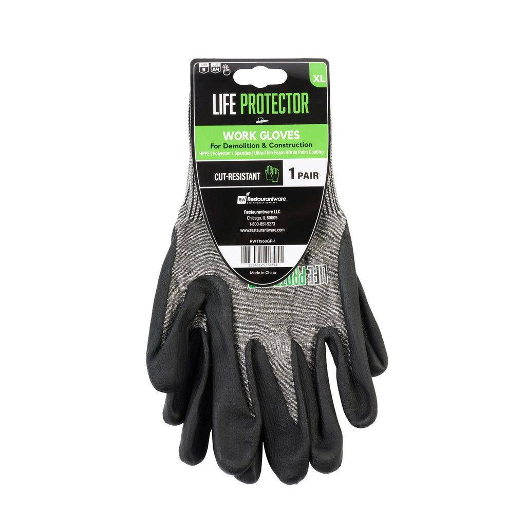 Life Protector Gray HPPE Polyester / Spandex Extra Large Work Gloves - with Foam Nitrile Palm Coating, Cut-Resistant - Pair - 10 count box