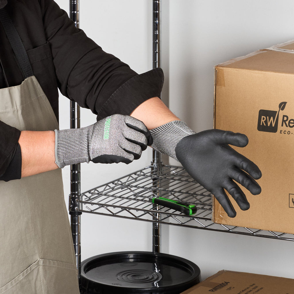 Life Protector Gray HPPE Polyester / Spandex Extra Large Work Gloves - with Foam Nitrile Palm Coating, Cut-Resistant - Pair - 10 count box