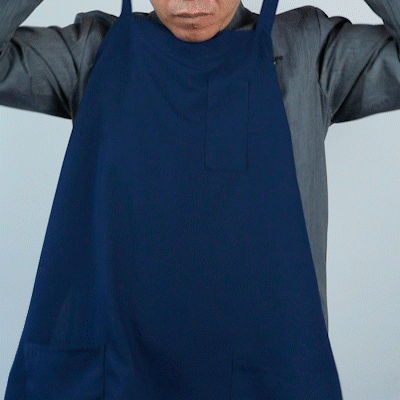 Chef 101 Blue Standard Bib Apron - with 3 Pockets - 32 1/2'' x 27 1/2'' - 1 count box