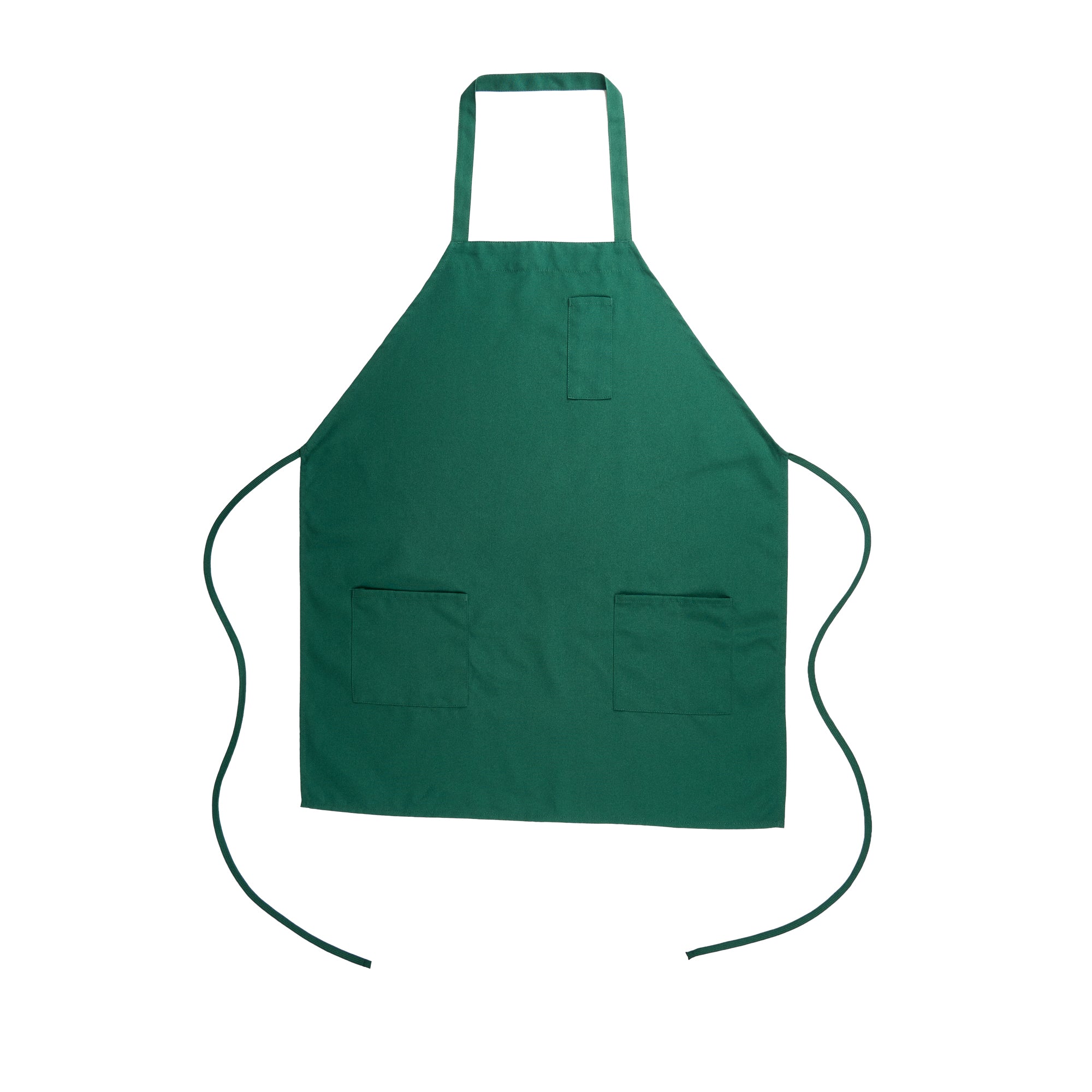 Chef 101 Green Standard Bib Apron - with 3 Pockets - 32 1/2'' x 27 1/2'' - 1 count box