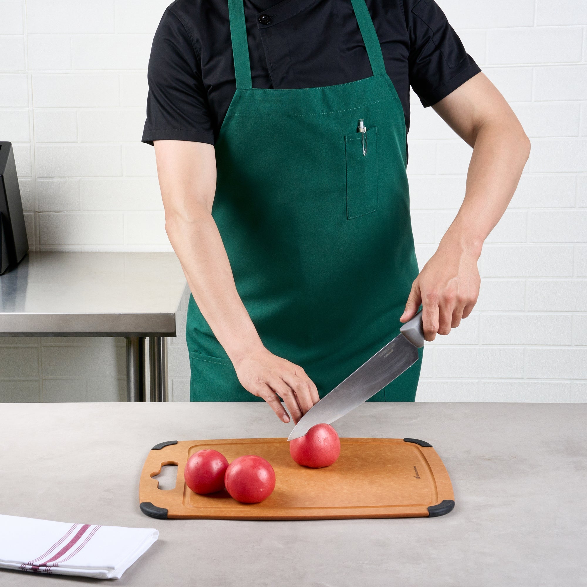 Chef 101 Green Standard Bib Apron - with 3 Pockets - 32 1/2'' x 27 1/2'' - 100 count box