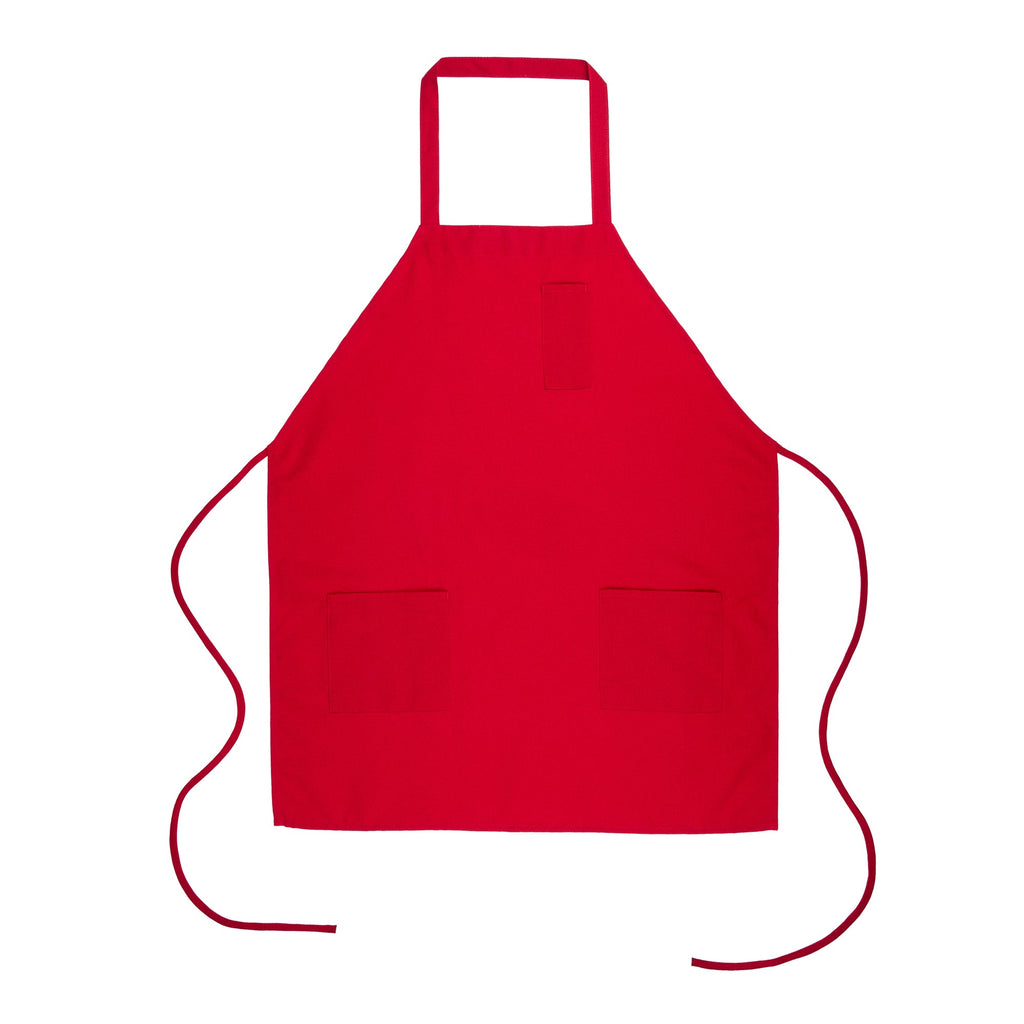 Chef 101 Red Standard Bib Apron - with 3 Pockets - 32 1/2'' x 27 1/2'' - 1 count box