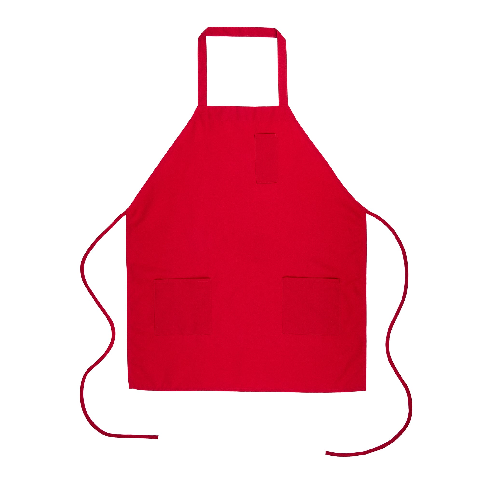 Chef 101 Red Standard Bib Apron - with 3 Pockets - 32 1/2'' x 27 1/2'' - 1 count box
