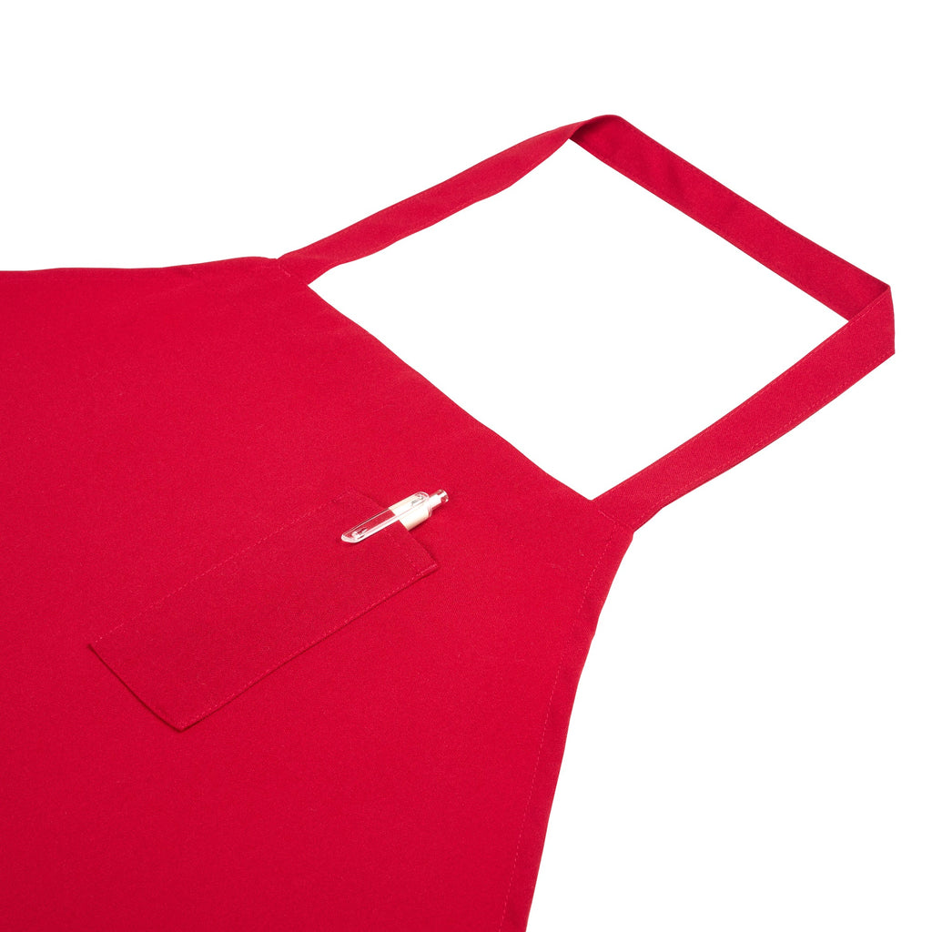 Chef 101 Red Standard Bib Apron - with 3 Pockets - 32 1/2'' x 27 1/2'' - 1 count box