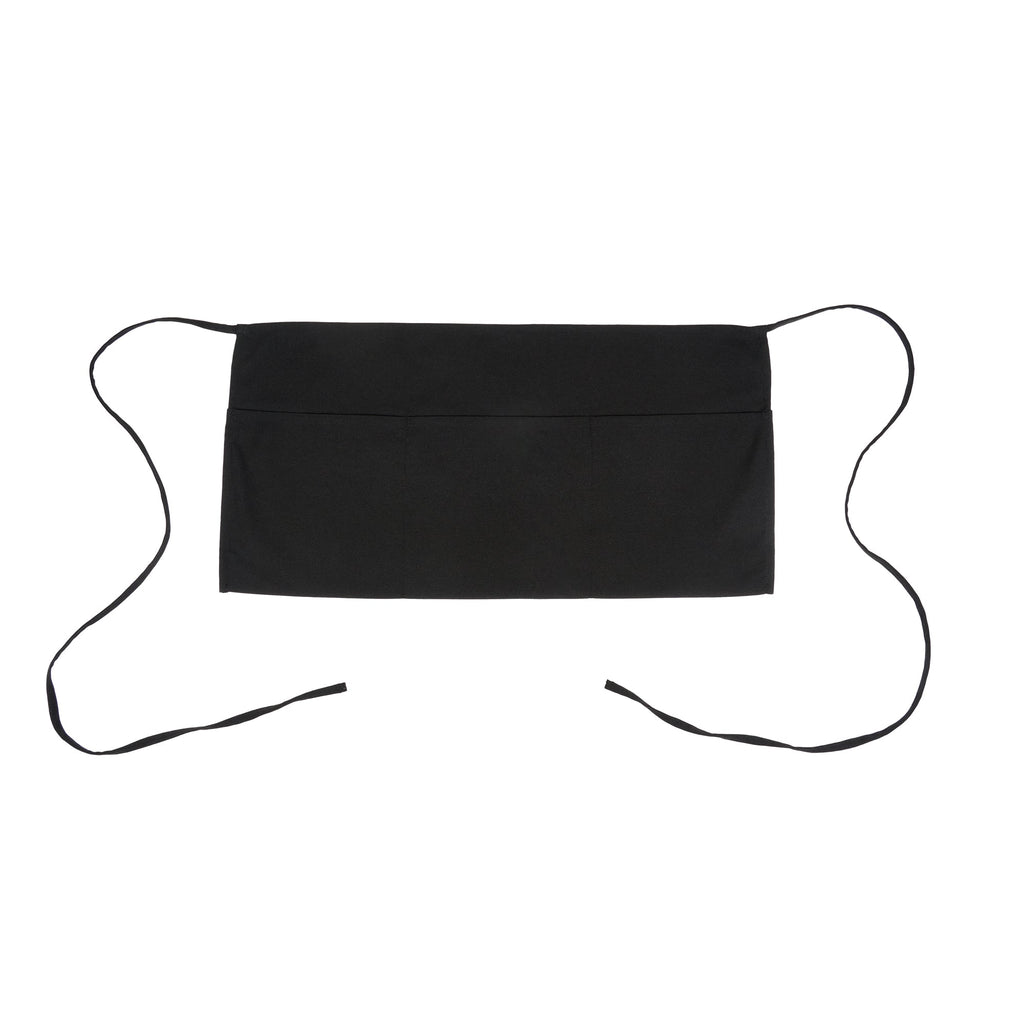 Chef 101 Black Standard Waist Apron - with 3 Pockets - 24" x 12" - 1 count box