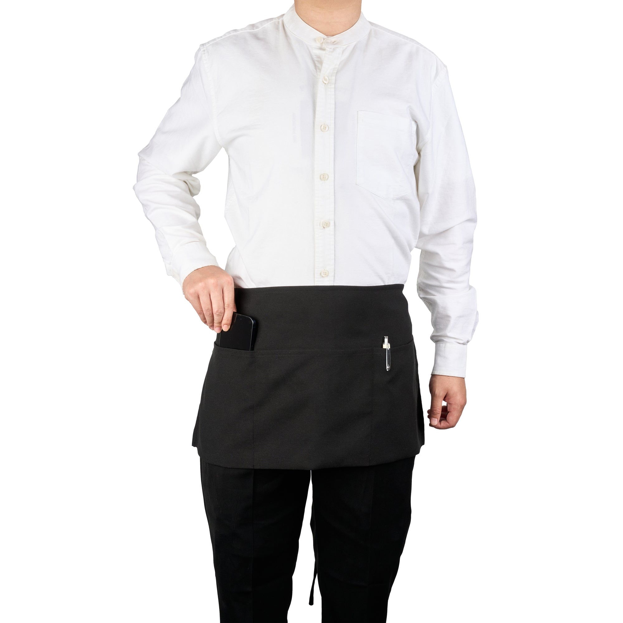 Chef 101 Black Standard Waist Apron - with 3 Pockets - 24" x 12" - 1 count box