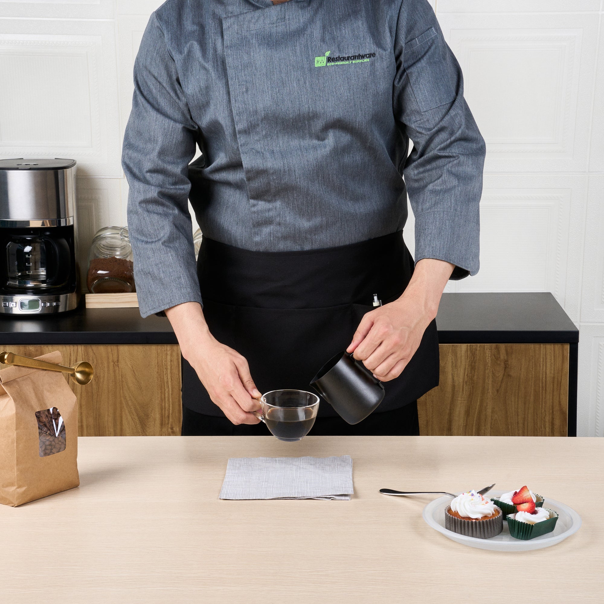 Chef 101 Black Standard Waist Apron - with 3 Pockets - 24" x 12" - 100 count box