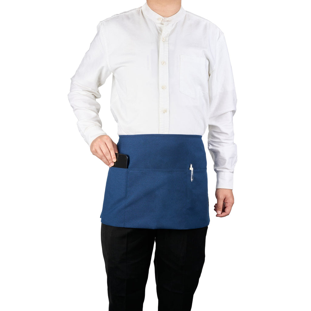 Chef 101 Blue Standard Waist Apron - with 3 Pockets - 24" x 12" - 1 count box