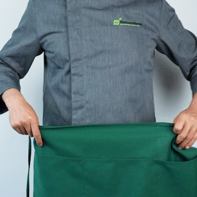 Chef 101 Green Standard Waist Apron - with 3 Pockets - 24" x 12" - 1 count box