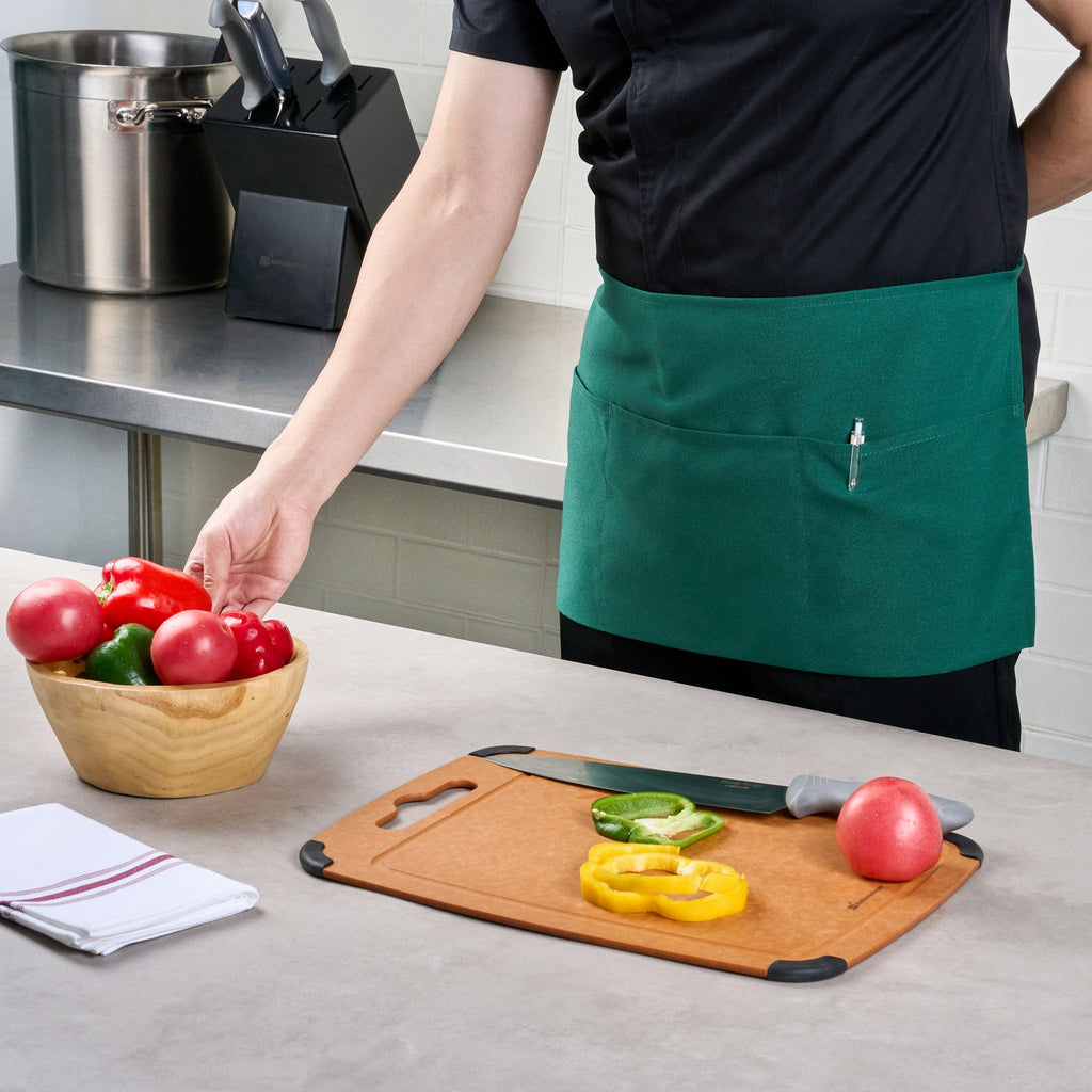 Chef 101 Green Standard Waist Apron - with 3 Pockets - 24" x 12" - 1 count box
