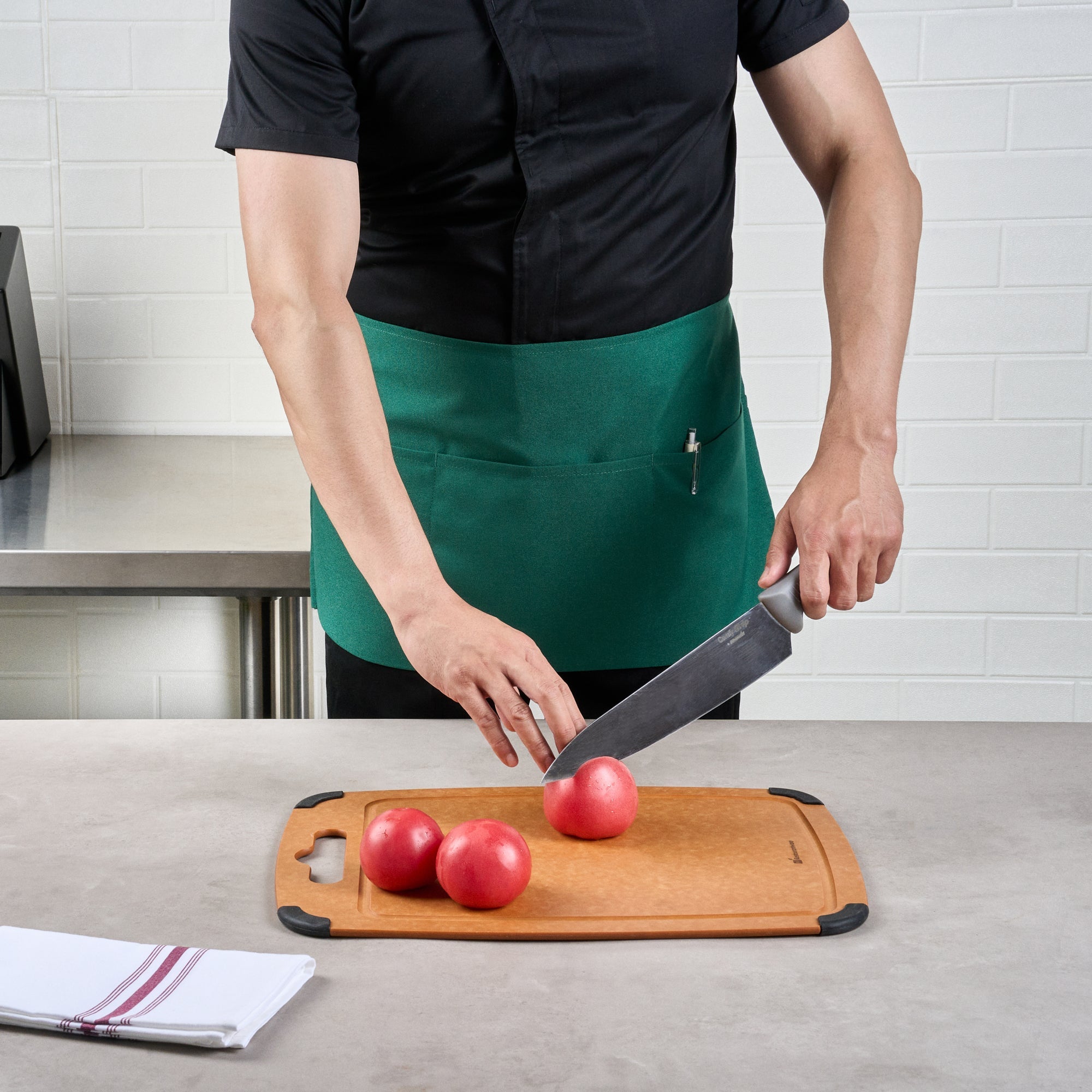 Chef 101 Green Standard Waist Apron - with 3 Pockets - 24" x 12" - 100 count box