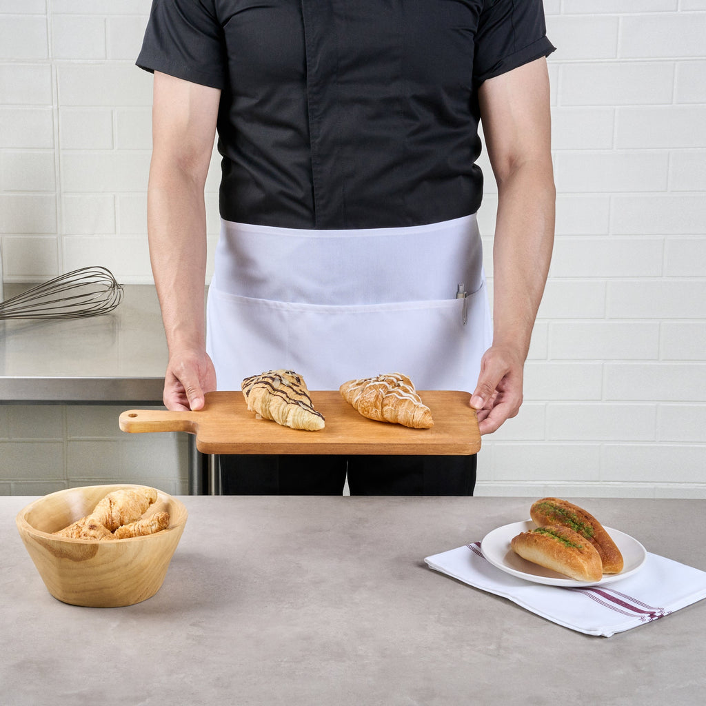 Chef 101 White Standard Waist Apron - with 3 Pockets - 24" x 12" - 1 count box