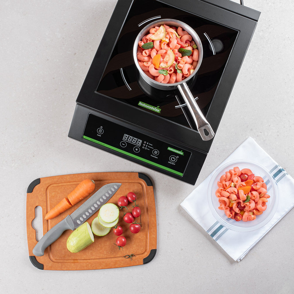 Kitchen Tek Black Steel Heavy-Duty Induction Cooktop - 120V, 1800 Watts - 20" x 15" x 5 3/4" - 1 count box