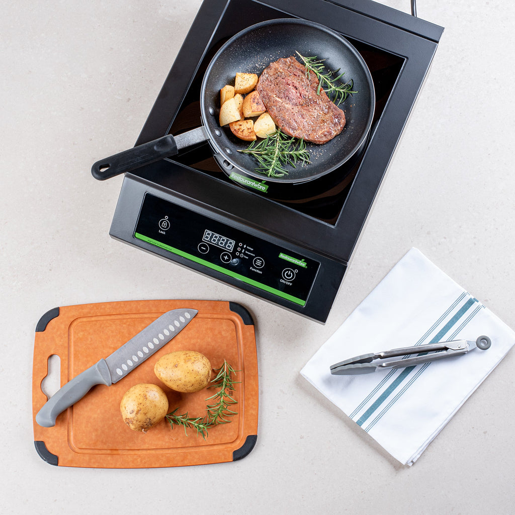 Kitchen Tek Black Steel Heavy-Duty Induction Cooktop - 240V, 3500 Watts - 20" x 15" x 5 3/4" - 1 count box