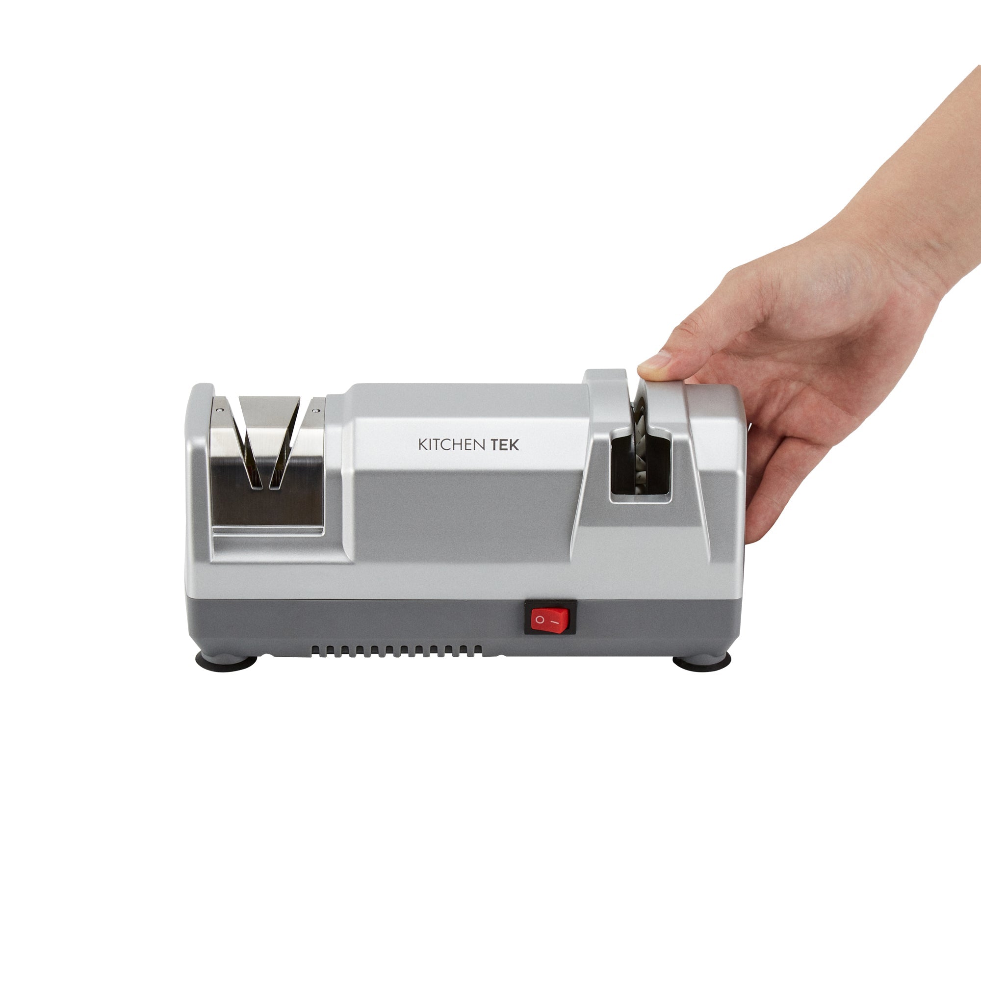 Kitchen Tek Gray 2 Stage Electric Knife Sharpener - for Straight Edge Knives, Diamond-Coated Grinding Wheel, 120V - 1 count box