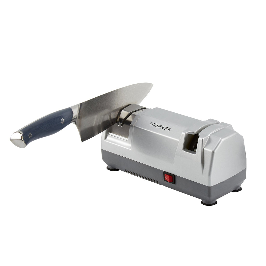 Kitchen Tek Gray 2 Stage Electric Knife Sharpener - for Straight Edge Knives, Diamond-Coated Grinding Wheel, 120V - 1 count box