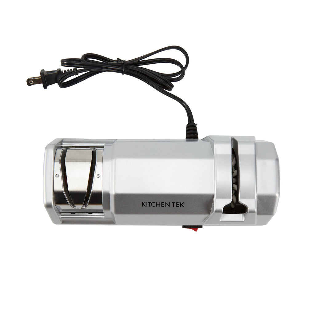 Kitchen Tek Gray 2 Stage Electric Knife Sharpener - for Straight Edge Knives, Diamond-Coated Grinding Wheel, 120V - 1 count box