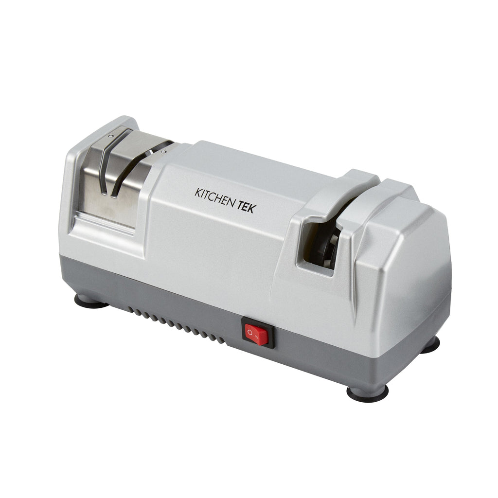 Kitchen Tek Gray 2 Stage Electric Knife Sharpener - for Straight Edge Knives, Diamond-Coated Grinding Wheel, 120V - 1 count box