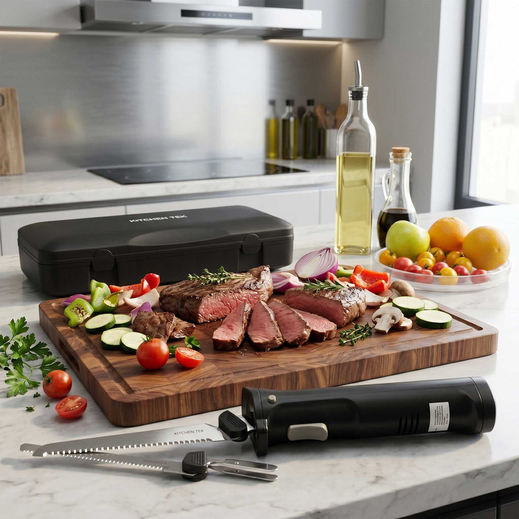 Kitchen Tek Cordless Electric Knife Set - with Storage Case, Lithium Ion Battery, 100-240V - 1 count box