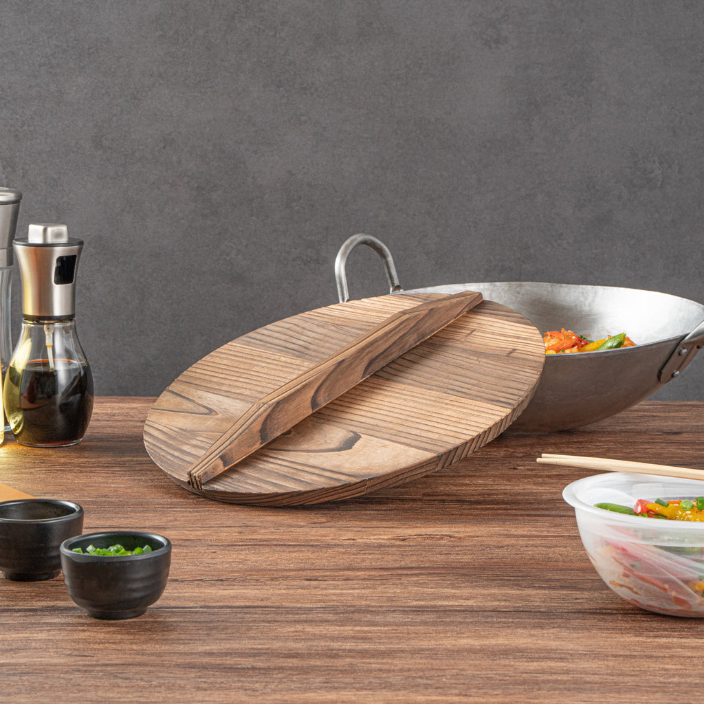 Motomori Handmade Wood Lid - Fits 12" and 14" Wok - 10 count box