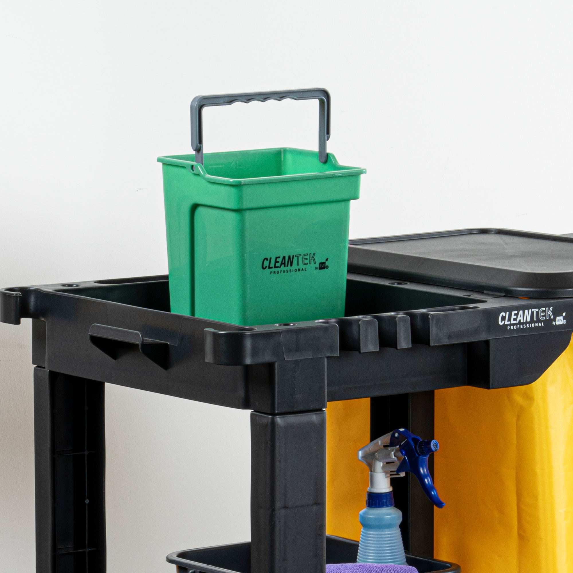 Clean Tek Professional 4 Qt Green Cleaning Bucket - 7" x 6 1/4" x 8 1/2" - 1 count box