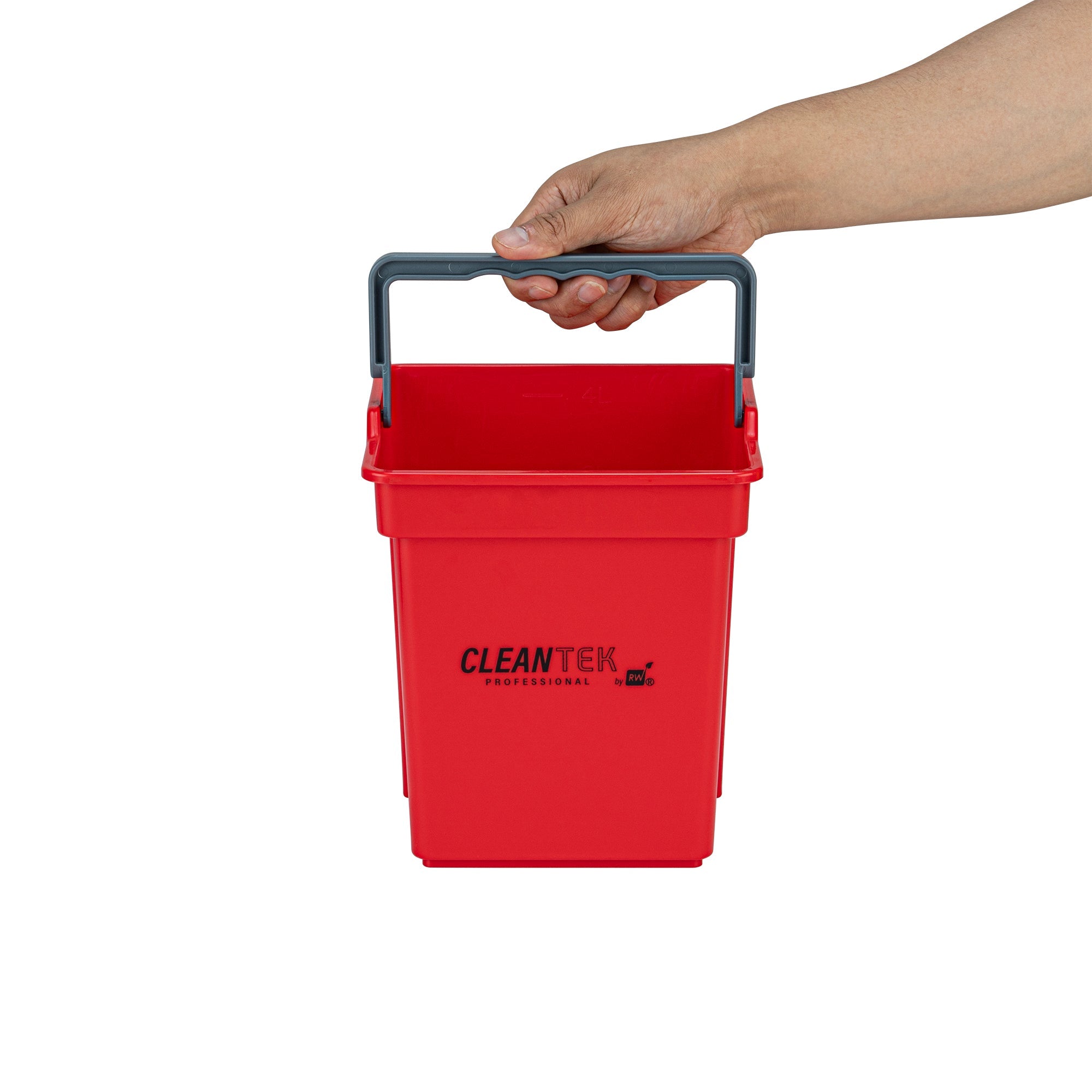 Clean Tek Professional 4 Qt Red Cleaning Bucket - 7" x 6 1/4" x 8 1/2" - 1 count box