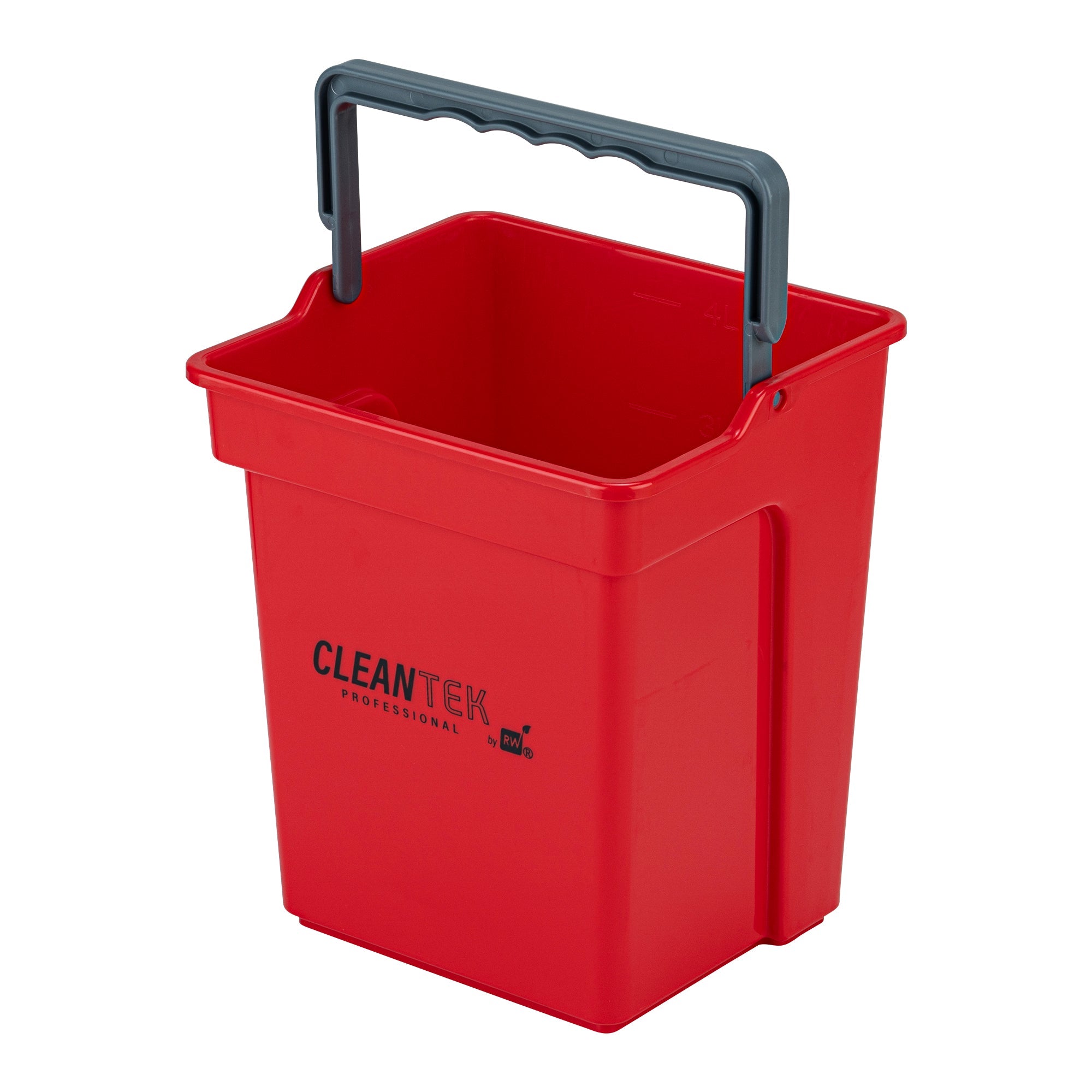 Clean Tek Professional 4 Qt Red Cleaning Bucket - 7" x 6 1/4" x 8 1/2" - 1 count box