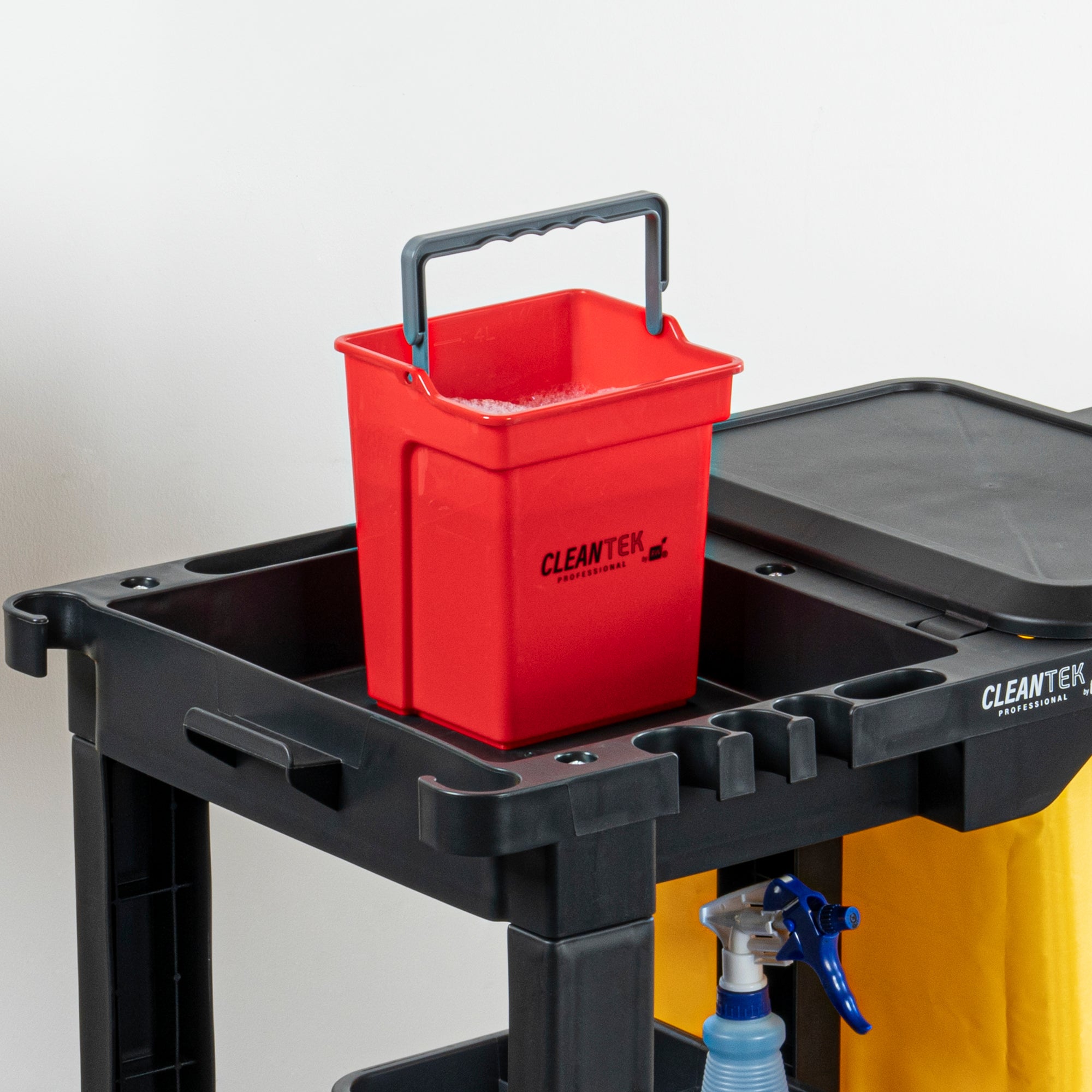 Clean Tek Professional 4 Qt Red Cleaning Bucket - 7" x 6 1/4" x 8 1/2" - 1 count box