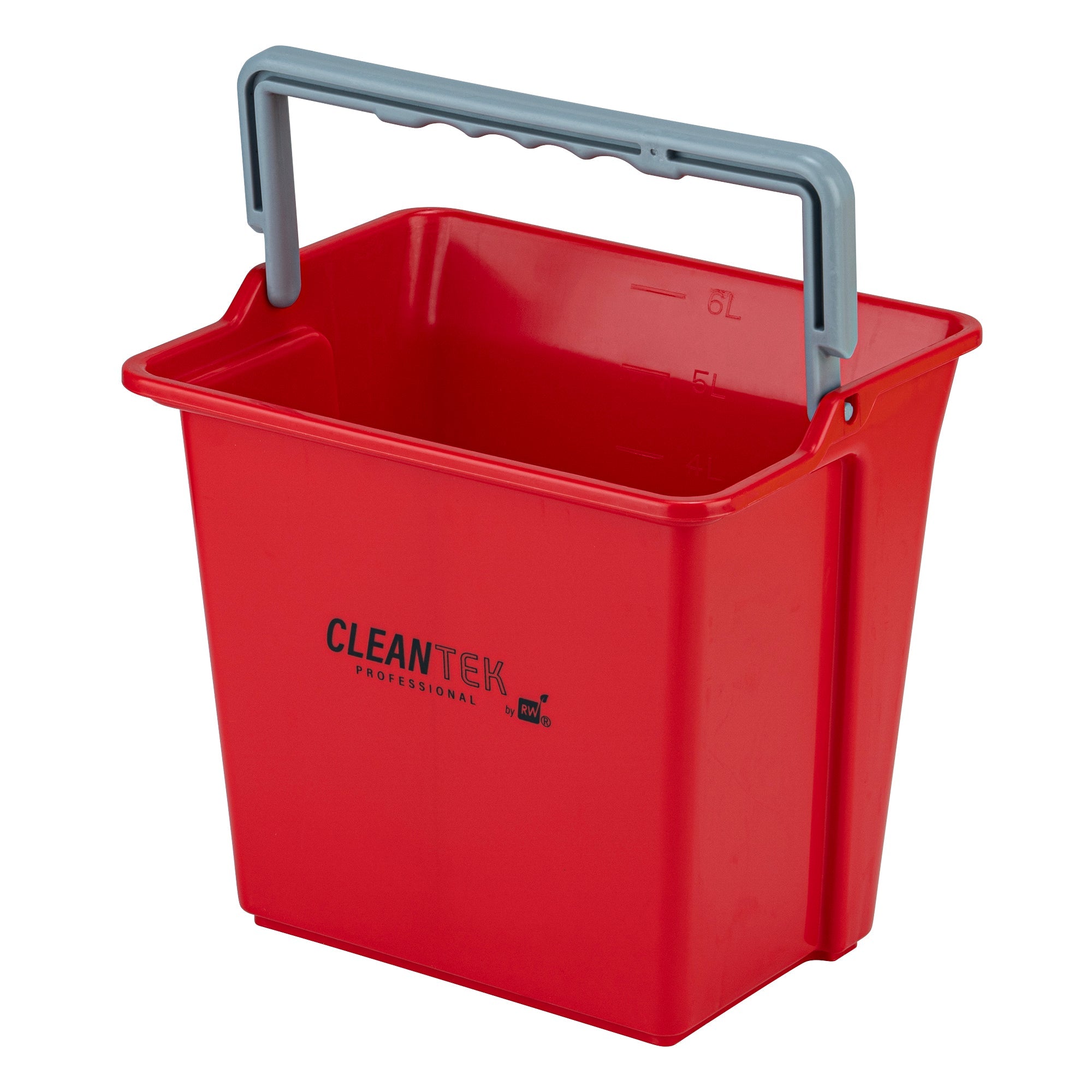 Clean Tek Professional 6 Qt Red Cleaning Bucket - 9 1/4" x 7" x 8 3/4" - 1 count box