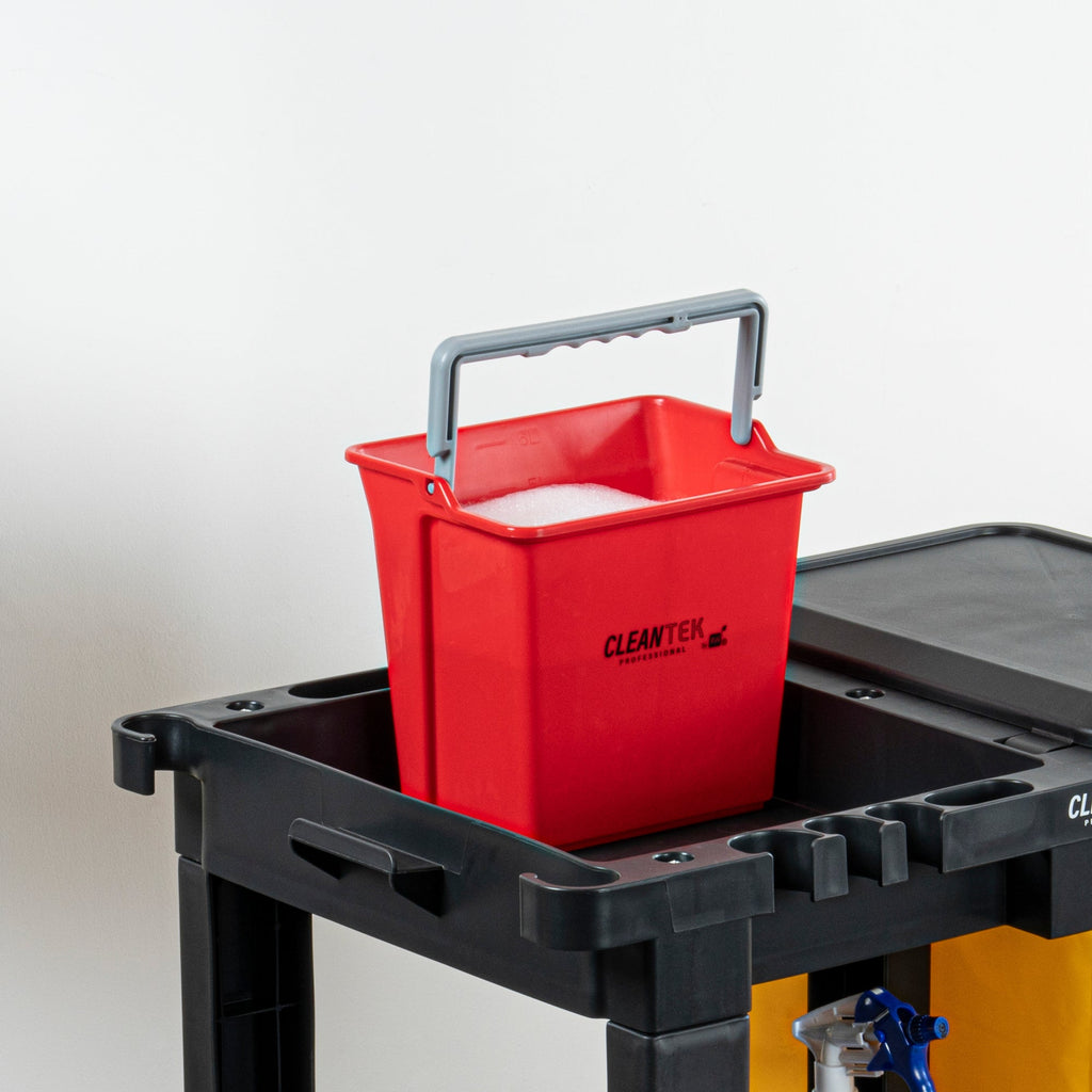 Clean Tek Professional 6 Qt Red Cleaning Bucket - 9 1/4" x 7" x 8 3/4" - 1 count box
