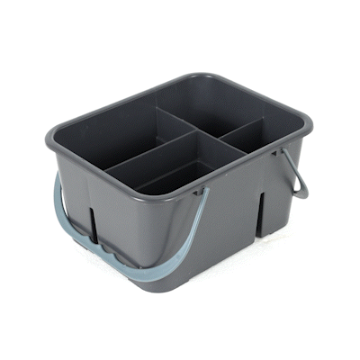 Clean Tek Professional Gray Cleaning Caddy - 4 Compartments, with 2 Handles - 11 1/2" x 9" x 6" - 1 count box