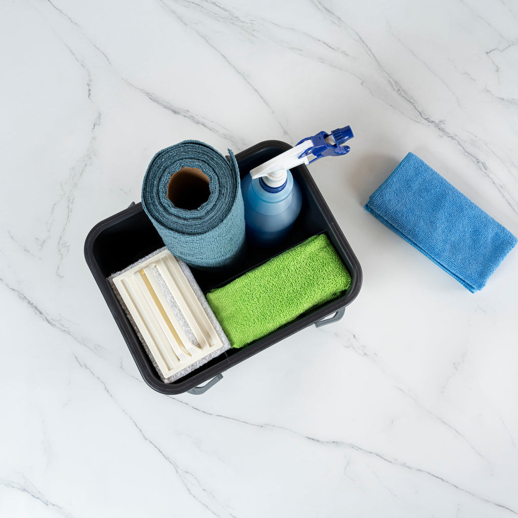 Clean Tek Professional Gray Cleaning Caddy - 4 Compartments, with 2 Handles - 11 1/2" x 9" x 6" - 1 count box