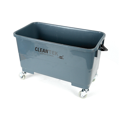 Clean Tek Professional 25 Qt Gray Bucket - with Wheels, Sieve - 22" x 11 1/2" x 13 1/2" - 1 count box