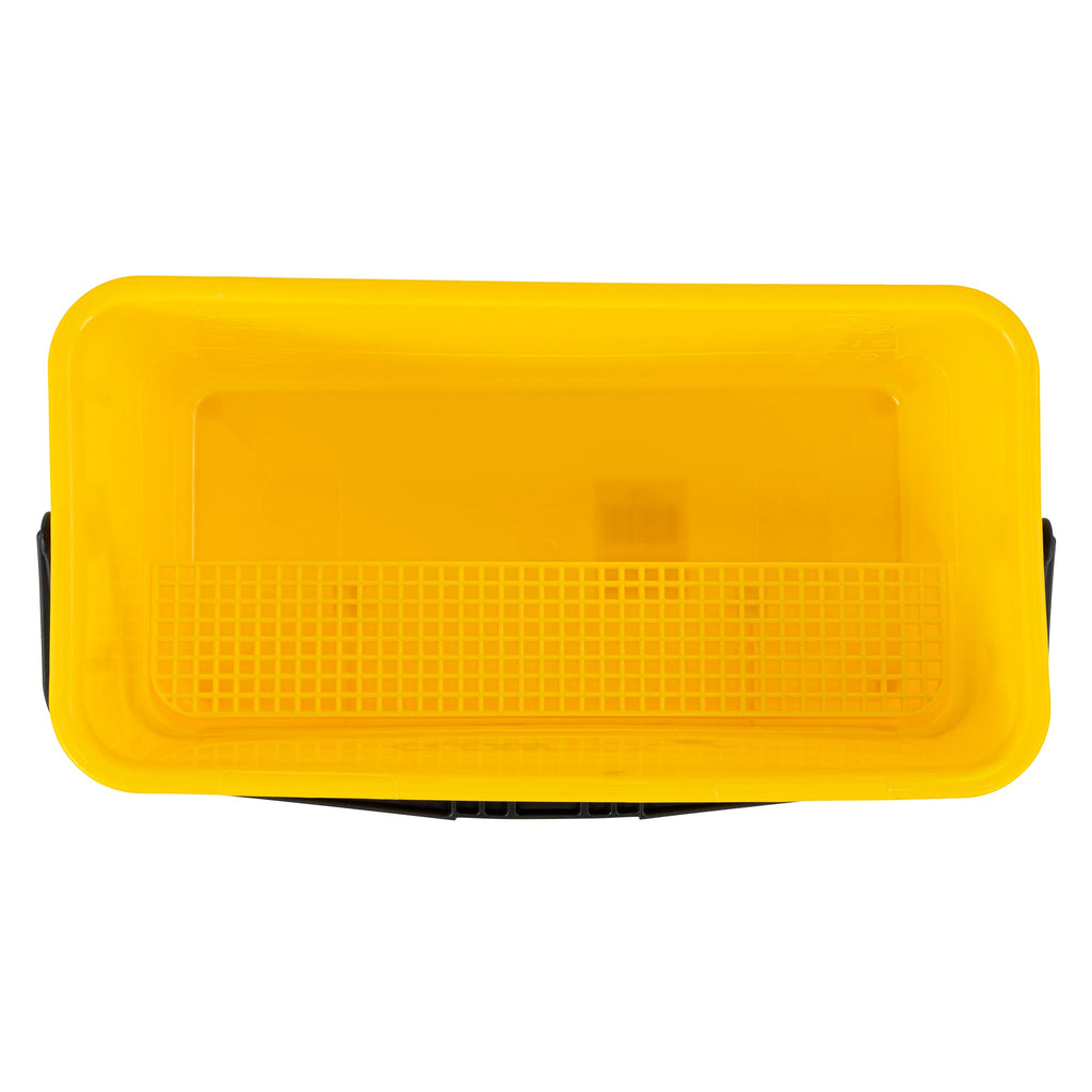 Clean Tek Professional 25 Qt Yellow Bucket - with Wheels, Sieve - 22" x 11 1/2" x 13 1/2" - 1 count box