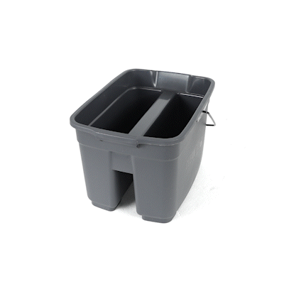 Clean Tek Professional 19 Qt Gray Divided Bucket / Caddy - 18" x 13" x 11" - 1 count box