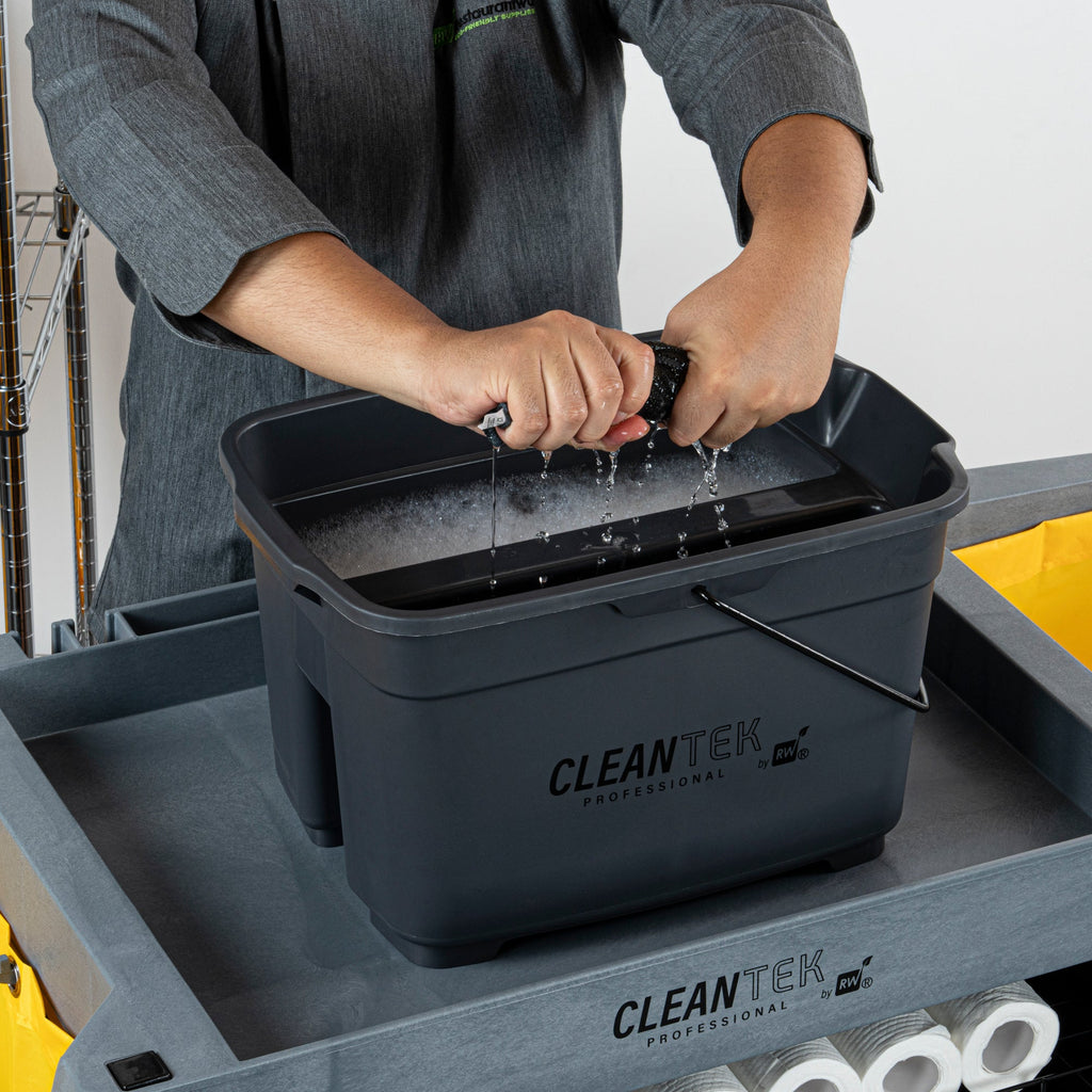 Clean Tek Professional 19 Qt Gray Divided Bucket / Caddy - 18" x 13" x 11" - 1 count box